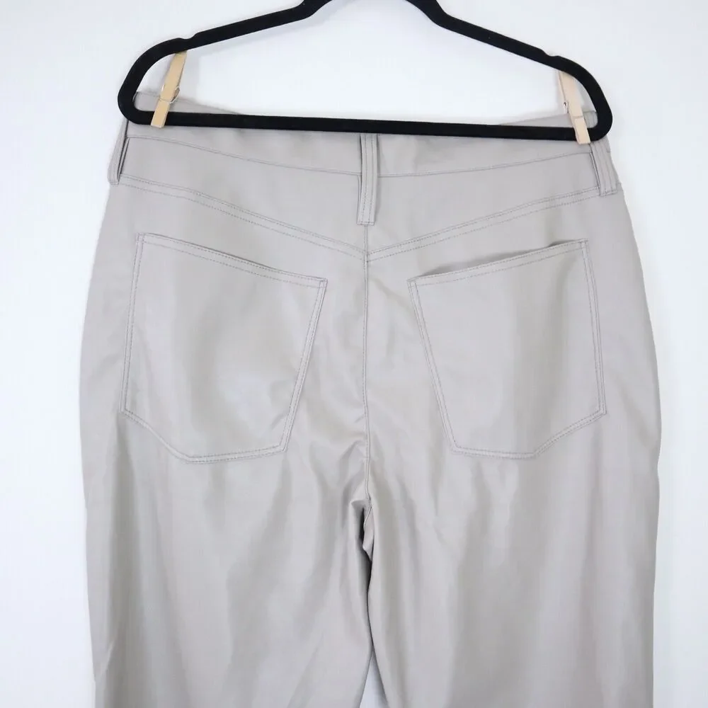 Madewell Size 32 The Perfect Vintage Faux Leather Straight Leg Pants Linen Cream - Picture 8 of 10